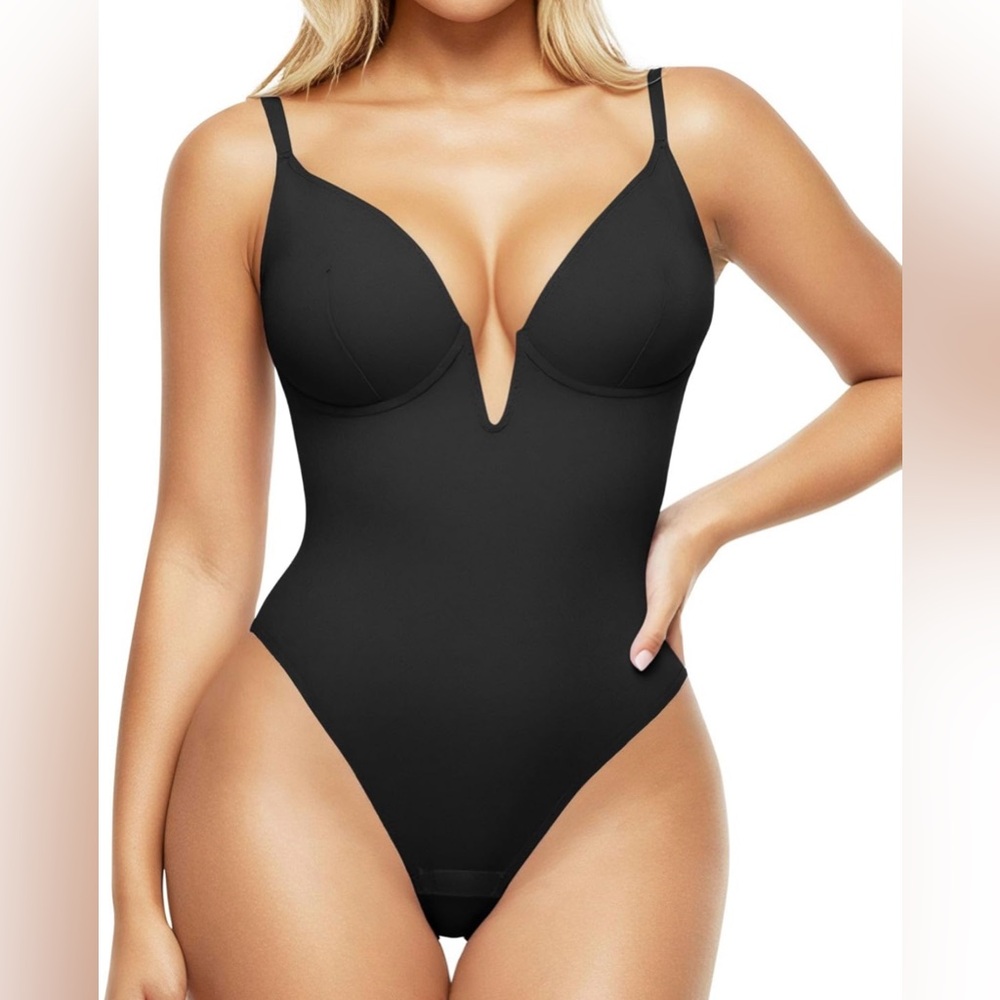 Popilush Shapewear Bodysuits  - Tummy Control Thong Black Size Large